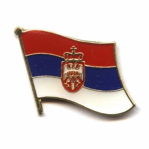 Serbia country flag lapel pin badge+Iron plated brass+paints+epoxy+butterfly back button-Free shipping(350 pcs/lot)