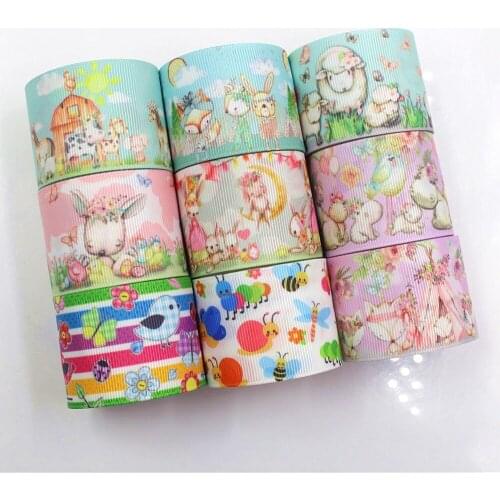 1-1/2‘’ ,10yards Cartoon Cute Animal Printed Grosgrain Ribbons,Bow Cap Accessories and Decorations,I-19221-411