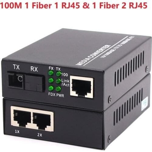 1pair Fiber port RJ45 Ethernet ports 100/1000M Media Converter Single Mode Gigable Fibre Optical Transceiver Single Mode 20/25KM