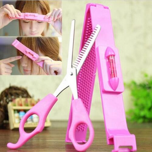 2Pcs/lot Professional Barber Tools DIY Hair Cutting Pruning Bangs Hairdressing Scissor with Ruler for Women Barber Supplies