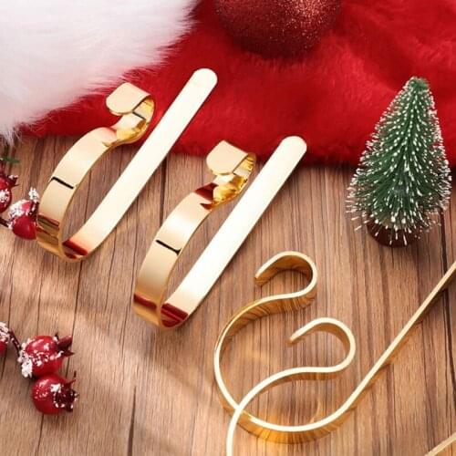 4Pcs Christmas Stocking Holders for Mantle Clip Fireplace Hooks Hanger Stocking Scrolls for Party Christmas Decoration