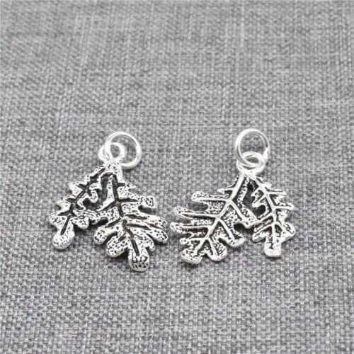 5pcs of 925 Sterling Silver Oxidized Double Leaf Charms for Bracelet Necklace