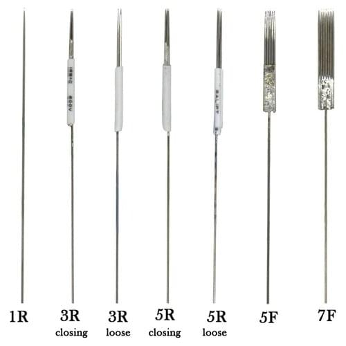 50pcs Microblading Needles 1R/3R/5R/5F/7F Tattoo Machine Needles Disposable Sterile Microblades Permanent Makeup Tattoo Supplies