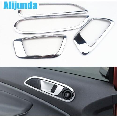 Alijunda For Ford Ecosport Fiesta interior door handle decorative circle ABS Chrome trim decoration ring border stickers