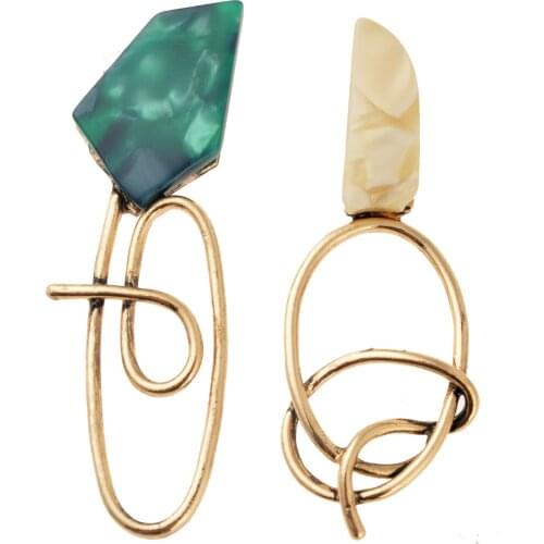 Green White Design Earrings