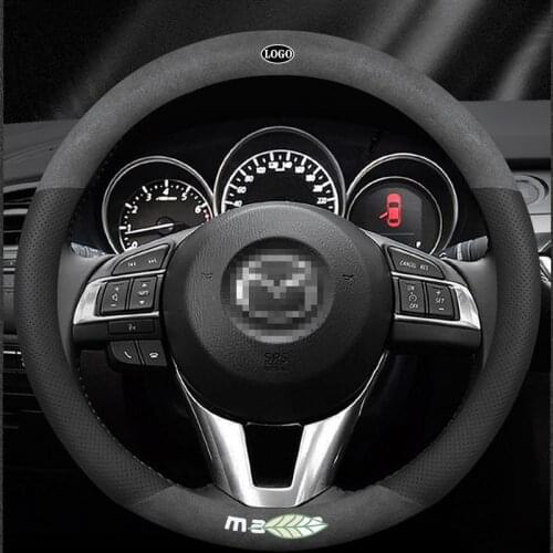 For Mazda 3D Laser Printing Logo Cow Leather Car Steering Wheel Cover Fit Mazda 2 3 5 6 8 Atenza AXELA BT50 CX5 CX7 CX3 CX9 CX30