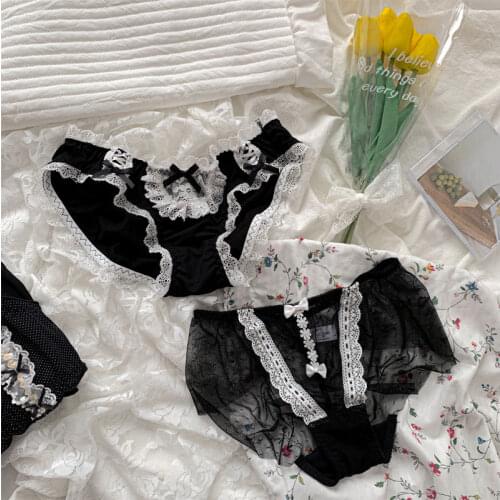 Women Cotton Panties Briefs Japanese Sexy Lingerie Femme Lace Ruffles Thong Sweet Underwear Harajuku Lolita Panty Cute Thing New
