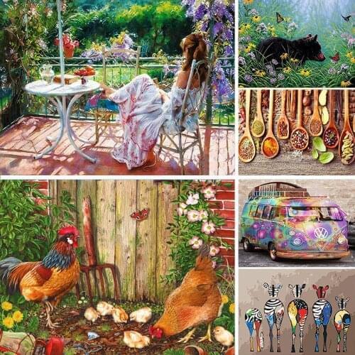 GATYZTORY 5D DIY Diamond Painting Scenery Animal Cross Stitch Kit Mosaic Diamond Embroidery Rose Full Square Drill Home Decorati