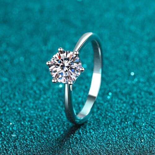 Moissanite Single Drill Ring 925 Sterling SilverPassed Diamond Test Excellent Perfect Cut0.3-1Ct Gem Ring Fashion Women Jewelry