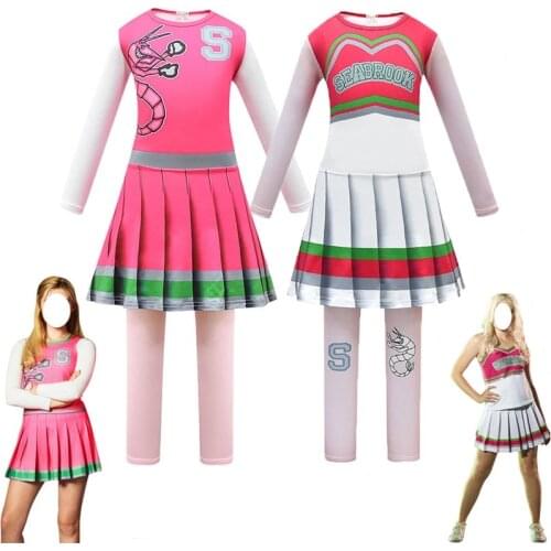 Girls Zombies 2 Addison Cosplay Halloween Costumes for Kids Cheerleader Performance Jumpsuits Bodysuit Carnival Party Clothing