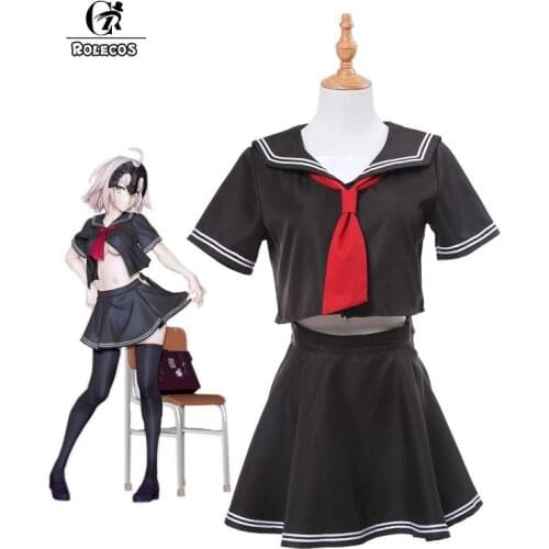 ROLECOS Game FGO Cosplay Costume Jeanne d'Arc Avenger and Ruler Black Cosplay Costume School Unifroms Full of Sets