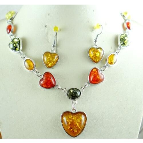 Fashion Precious Modernist teardrop golden honey pressed Ambers Pendant Necklace earring jewellery making sets Free shipping A2