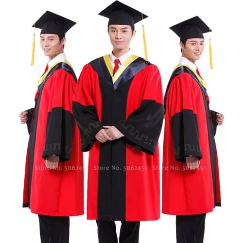 Men Tutor Degree Master Doctor Dean School Uniforms Students Bachelor Hat College Coats Robes Cloaks Graduation Ceremony Outfits