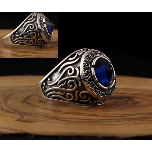 925 Sterling Silver Ring for Men Red Zircon Agate Onyx Stone Jewelry fashion vintage Gift Mens Rings All Size Made in Turkey