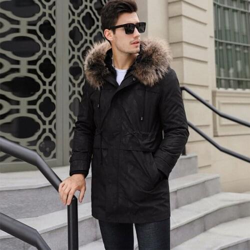Real Fur Coat men Mink Fur Coat Winter Jacket Men Real Raccoon Fur Collar Jackets Plus Size Mens Clothing 2020 SF-6797 YY1071