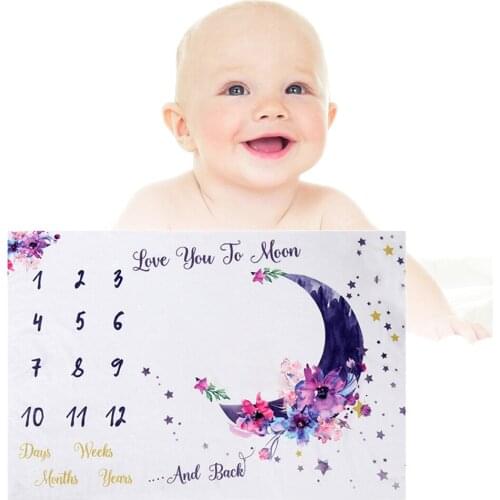 Infant Newbron Baby Milestone Blanket Monthly Growth Moon Photo Prop Cloth