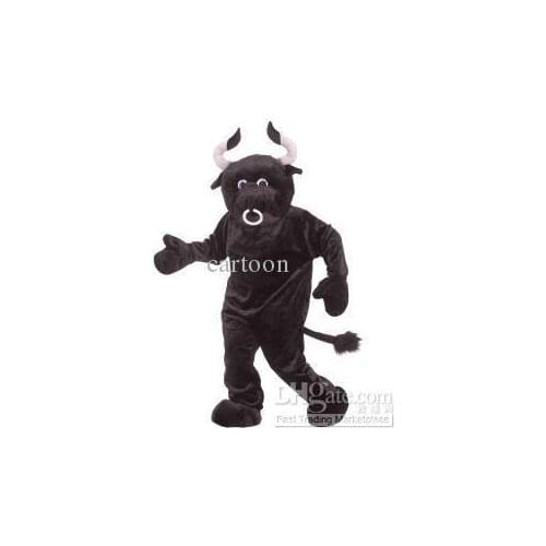 New Black bison bull cartoon Mascot Costume Fancy Dress Animal mascot costume free shipping