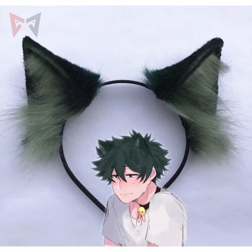 New My Hero Academia Midoriya Izuku Deku Cosplay Cat Fox Ears Hairhoop Headband Headwear For Party Set