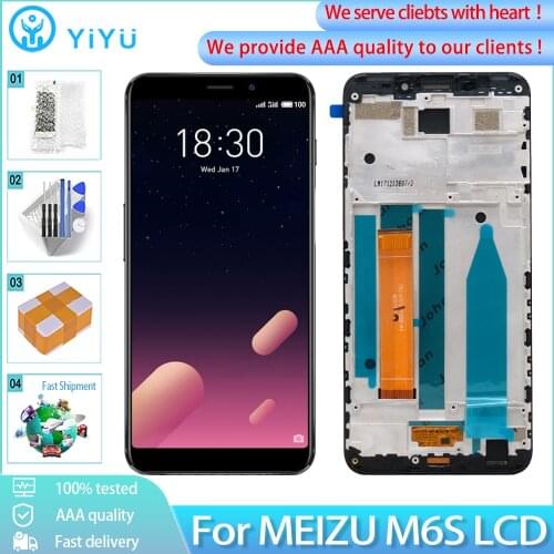 100% Orig For MEIZU M6S M712H M7121Q LCD Display Touch Screen Digitizer With Frame Replacement For Meilan Mblu S6 5.7" Screen