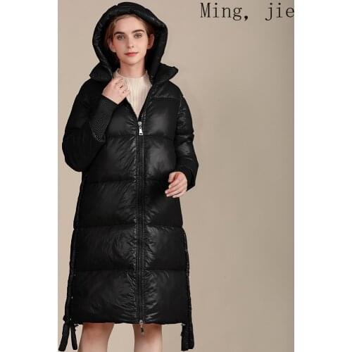 2002 European and American Autumn Long Cotton-padded Jacket Womens Winter Bright Face Loose Warm Jacket Bubble