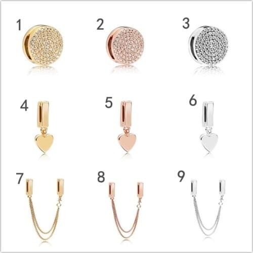 925 Sterling Silver Charm Rose Reflexions Floating Heart Clip Pendant Beads Fit Pan Bracelet & Bangle Diy Jewelry
