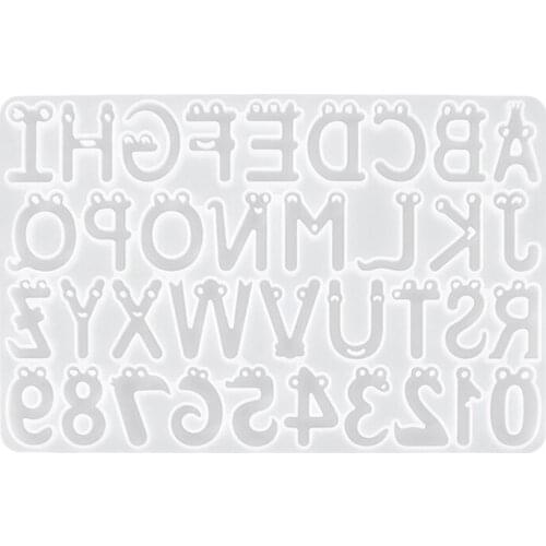 Cartoon Smile Face Alphabet Crystal Resin Mold DIY Letter Number Silicone Mould