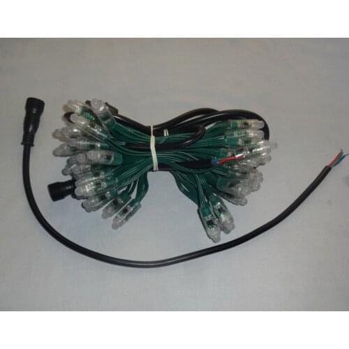 50cs DC12V input IP68 WS2811 LED pixel light,all GREEN wire,input end with 2m long 4core male conector