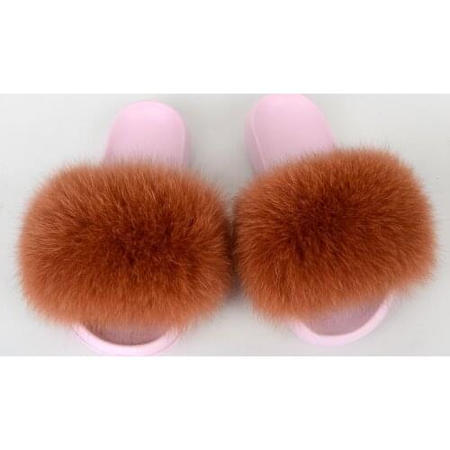 2020 Hot Real Fur Slippers Women Home Fluffy Sliders Comfort With Feathers Furry Summer Flats Sweet Ladies Shoes Pink Home Shoes