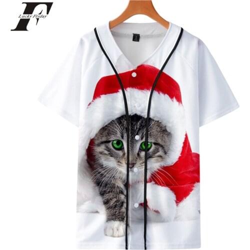 Kpop Western traditional festival Merry Christmas Santa Claus print Short sleeve baseball uniform Casual jacket Clothes