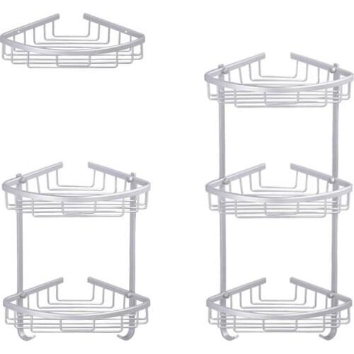 Bathroom Kitchen Triangular Aluminum Wall Mount Shower Shelf Storage Rack Basket LB88