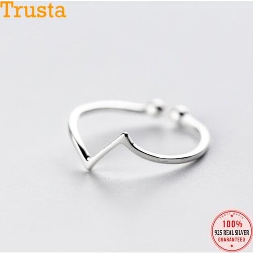 Trustdavis 925 Sterling Silver Fashion Lovely Letter V Adjustable Ring For Weomen Wedding Party Silver 925 Ring Jewelry DS420