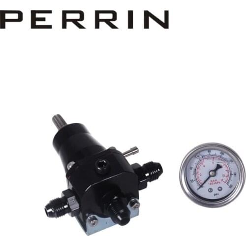 FREE SHIPPING UNIVERSAL FUEL PRESSURE REGULATOR + GAUGE + AN6 FITTING 30-70 PSI black