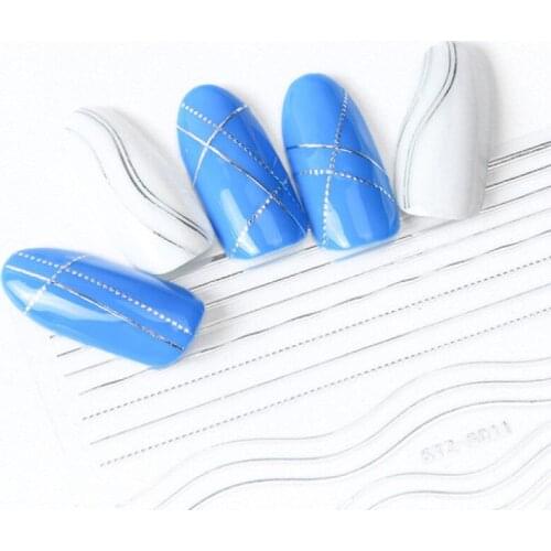 Evergreen nail line paste geometric design nail gold and silver float gold bronzing Stickers