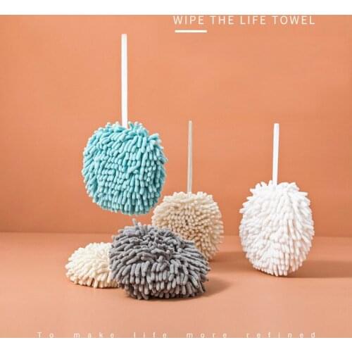 Water-Absorbing Dry Cleaning Bowl Ball Wipe Cloth Chenille Lanyard Design Soft Convenient Kitchen Household Convenience Supplies