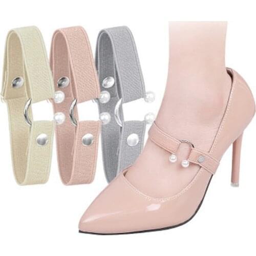 1Pair Women Shoelaces for High Heel Shoes Elastic Laces Bundle Shoelace Holding Loose Anti-skid Strap Pearl Lace