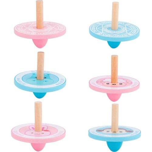 1pc Kids Wood Gyro Cartoon character for Children Adult Relief Stress Desktop Spinning Top Toys Kids Birthday Christmas Gifts