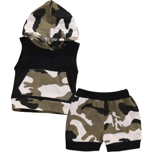 2pcs Newborn Infant Baby Boy Girls Clothes Set Hooded Vest Top Cotton Shorts Outfits Fashion Set Clothing
