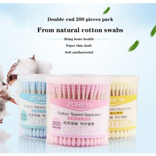 200pcs Cotton Swab Double Head Women Nose Ears Cleaning Makeups Cotton Buds Tip For Medical Wood Sticks Health Care Tools