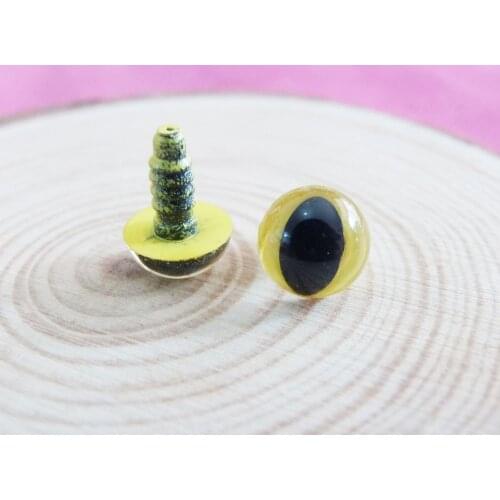 40pcs/lot lemon yellow color new arrvial 9mm toy cat eyes plastic safety eyes with white washer for doll accessories