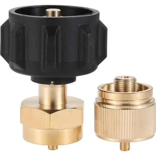 Propane Gas Camping Stove Adapter 1LB Tank Convert to EN417 Bottle Thread 7/16" Brass Adapter +1lb Propane Tanks Refill Adapter