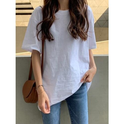 White short-sleeved T-shirt women 2021 summer new loose early spring pure cotton solid color long-sleeved bottoming shirt top