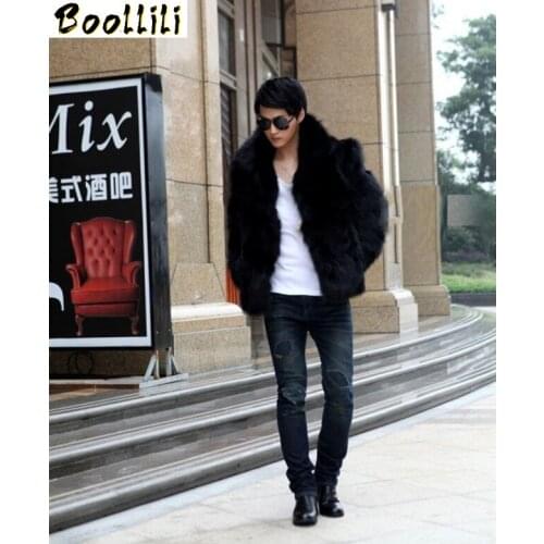 Boollili Mens Faux Fur Coat Autumn and Winter Korean Furry Jacket Coats for Men Clothes 2020 Overcoat Abrigo Hombre