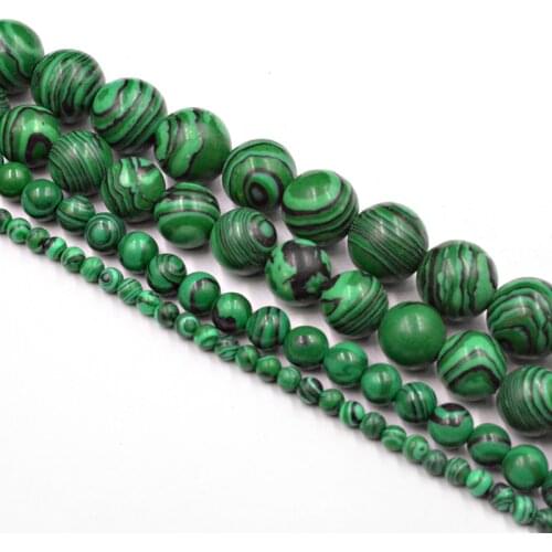 Wholesale Natural Malachite Smooth Stone Beads Wholesale Loose Beads for Jewelry Making Accessories DIY Free Shipping 4-12mm