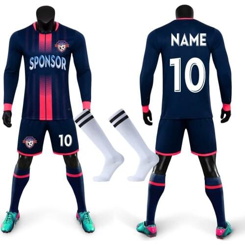 Men Survetement Football Jerseys Sets Boys girl Long Sleeve Kids uniformes de futbol Soccer Tracksuit Kits Shin Pads Sock Prind