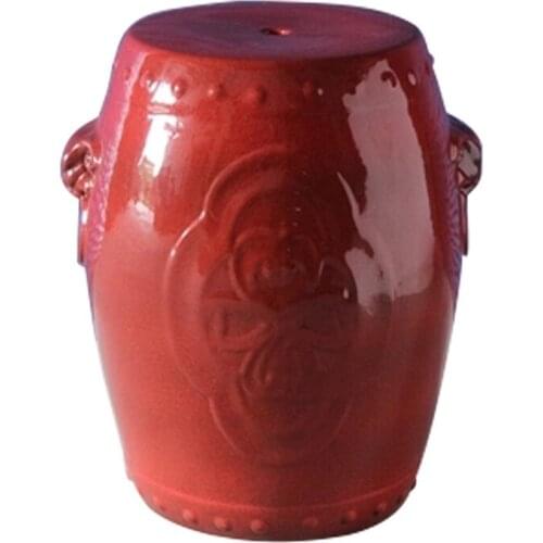 Jingdezhen Home Drum Ceramic Stool Decoration Shoes Bar Round Stool bathroom red lion head porcelain ceramic stool
