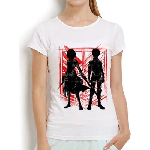Attack on Titan anime Mikasa Ackerman and Eren Jaeger t shirt women new casual short sleeve tshirt femme cute streetwear t-shirt
