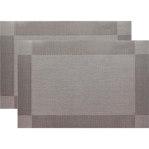 2 PCS Anti-skid And Heat-insulation PVC Placemat For Dining Table Non-slip Table Mat Kitchen Accessories Textilene Grey