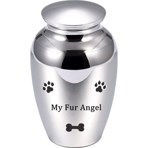 JJ001 Ultra-large capacity Cremation Urns Hold Funeral Ashes Of Pet Lover -Carved My Fur Angel Stainless Steel Memroial Jewelry