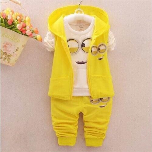 Hot style spring baby girls boys suits mignon / newborn clothing set kids vest shirt + pants 3 pcs sets children suits clothes