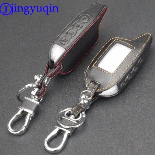 Jingyuqin Magicar 7/8/9 4 Buttons Remote Leather Car Key Cover Case For LCD Cover Two Way Car Alarm System M6/M7/M8/M9